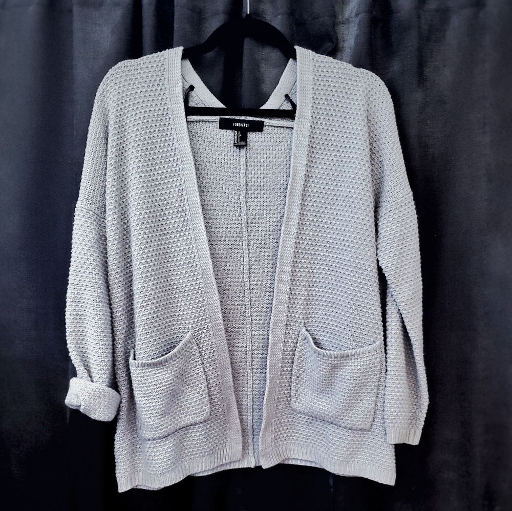F21 Grey Chunky Knit Cardigan